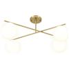 HOMCOM Lampadario lustro moderno a 4 luci con attacco E14, montaggio semi-incasso, dorato e crema | Aosom Italy
