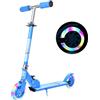 Herefun Monopattino da Bambini, Scooter per Bambini con Le Ruote con Luce Lampeggiante a LED, Monopattino Pieghevole Regolabile per Bambini dai 3 ai 16 Anni, Carico Massimo 80 kg (Blu)