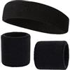 Cfcyhla Set di 3 fasce per il sudore, 1 fascia per capelli + 2 fasce per il sudore assorbenti per bambini, fascia in cotone per calcio, basket e tennis