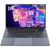 Moacreto 16 Portatile PC Core i5-8210Y, Notebook 16 GB RAM SSD 512 GB, Laptop con display 1920x1200 FHD, Win11 Pro, RJ45, Type-C, USB 3.0, Wi-Fi, BT5.0, tastiera digitale retroilluminata Computer portatile