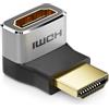 deleyCON Adattatore HDMI Connettore di Accoppiamento 270° Angolo 8K@60Hz / 4K@120Hz UHD Alluminio HDMI 2.1 ARC HDR10+ VRR ALLM 48Gbps 270° Angolato Grigio Nero