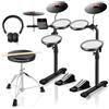 HAMPBACK MK-0 Batteria Elettronica, 4 Pad Batteria Mesh Silenziosi, Rack in Alluminio, 2 Pedali Switch, 68 Suoni, Trono, Cuffie, Bacchette, Adatta a Principianti e Bambini