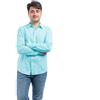 VEQUÈ Camicia Uomo 100% Puro Lino Made in Italy Camicie Manica Lunga Stile Casual Elegante Traspirante (IT, Testo, M, Regular, Regular, Turchese)