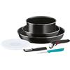 Tefal Ingenio Set di 7 utensili da cucina, padelle e coperchio ermetico, pelapatate, coltello da ufficio, manico rimovibile, design impilabile, compatibile con lavastoviglie, Essential L1549002