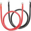 SWAWIS 2 Pezzi Cavi Batteria Auto M8 100cm, Cavo Batteria 35mm² 12V/24V Cavi Batteria con Terminali ad Anello per Solare Moto Auto Cavo di Terra della Batteria, Nero + Rosso