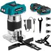 Yofidra 20V Rifilatore Fresatrice Verticale per Legno, 3.0Ah Batteria Fresa Legno 300W 5 Velocità 10000-30000 RPM, 3 Pinze 6/6.35/8mm con 2 Batterie