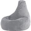 icon Dalton Pouf Bambini, Grigio, Velluto a Coste, Poltrona Sacco con Riempimento Incluso, Sedia Bambini, Mobili Camera da Letto