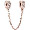 Rimgoris Ciondoli in argento sterling 925 adatti a bracciali Collane Rosa dorato Cristallo Diamante Catena di sicurezza Ciondolo Perline Ciondoli per donne Ragazze
