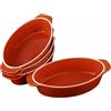 myGrtfam Set di 4 pirofile ovali in ceramica con manici, da forno a tavola, ideali per lasagne/torte/casseruole/tapas (5 x 12 x 22 cm/8,5 pollici) marrone