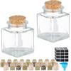 Relaxdays Barattoli Spezie, Set di 20 Vasetti in Vetro 50 ml, Contenitori con Tappo in Sughero, con Etichette e Imbuto, Trasparente Naturale