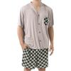 AovYoo Pigiama Uomo Estivo Corto 2 Pezzi Leggero Modal Pigiami Traspirante e Morbido Scollo a V e Pantaloncini Scozzesi (XL, Verde)