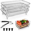 LPAMABA 3 Griglie per Friggitrice ad Aria Cestelli per Friggitrice ad Aria in Acciaio Inox Cestelli per Disidratatore Impilabili a 3 Strati per Friggitrice ad Aria Forno