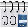 Blau Marité 12 ganci in metallo a forma di C per tenda doccia, antiruggine, anelli decorativi per bagno, Nero, adatti a barre fino a 2,6 cm