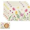 Lpolkvemelh 4 PCS Tovagliette All'americana, 30x45cm Tovagliette Floreale Primaverili lavabile Riutilizzabili Facile Pulizia Antiscivolo Resistenti al Calore Decorazioni per Cucina Vacanze Feste
