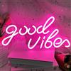 Weeddy Segno al Neon Good Vibes, Insegne con Luce al Neon LED per Decorazione a Parete, Insegna al Neon con Lettere per Decorazione della Camera da Letto, Decorazione Artistica, Regalo per Compleanno