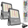 SANSI Faretto LED RGB da Esterno 20W con Telecomando, Proiettore RGB Dimmerabile 20 Colori 6 Modalità con Funzione di Memoria, IP65 Impermeabile per di Cortili Paesaggi Giardino Festa, 2Pack