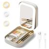 Cuteefun Specchio Trucco con Luci, Specchio Portatile con Organizer per Gioielli, 3 Colori di Luce, Touch Screen Dimmerabile, USB Ricaricabile, Ideale per Viaggi, Camera da Letto, Bianco