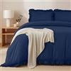 Utopia Bedding Copripiumino a Volant 3 pezzi Una Piazza e Mezza - Microfibra Copripiumino 200x200cm + Federe 50x75cm - Blu Navy