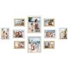 SONGMICS Set di 10 Cornici per Foto, Due 20 x 25 cm (8 x 10 Pollici), Quattro 13 x 18 cm (5 x 7 Pollici), Quattro 10 x 15 cm (4 x 6 Pollici), PS e MDF, Rovere Naturale, Bianco Nuvola, Beige Naturale