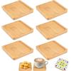 FerraDrend 6 Pezzi Quadrato In Bambù Piccolo Sottobicchieri di Bambù, Mini Vassoio In Legno a Mosaico Fatto a Mano per Artigianato Fai da te, Forniture per Mosaico, Piante da Fiore, Caffè, Torta, Tè (9 X 9 cm)