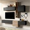 REDÒKASA Parete Attrezzata Made in Italy Infinity con mensola verticale/orizzontale, 3 elementi orizzontali, 2 cubi, design moderno ideale per soggiorno, sala da pranzo, cucina (Kit 12 - Cadiz/Lava)