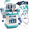 Lehoo Castle Kit Dottoressa Bambina, Carrello Medico Giocattolo, Valigetta Dottore Bambini, Kit Dottore Bambino, Regalo Bambina 3 Anni(Blu)