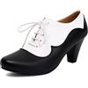 elerhythm Scarpe da donna Mary Jane anni '20 décolleté con tacco Oxford classico e retrò stringate bicolore vintage anni '50 punta tonda chiusa anni '40, Giallo, 38.5 EU