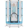 AIYAPLAY Trampolino per bambini Ø140 cm, trampolino per bambini all'aperto con rete di sicurezza, porta con cerniera, 6 paletti imbottiti, per uso interno/esterno, per bambini da 3 a 6 anni, blu