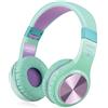 Riwbox XBT-80 Cuffie over-ear Bluetooth Wireless, pieghevoli stereo, con microfono e controllo del volume, e jack per PC/cellulari/TV/iPad, Purple Green