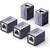 UGREEN Connettore Prolunga Cavo di Rete 10 Gigabit Accoppiatore RJ45 Accoppiamento Lan Estensione Ethernet Cat7/ Cat6/ Cat5e (Grigio, 5 Pezzi)