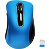memzuoix Mouse Wireless 2.4GHz, Mouse Ottico Portatile 1400 DPI con Mini Ricevitore USB, 5 Tasti e Funzionamento a Batterie per Laptop, Desktop, MacBook - Blu