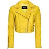 TruClothing.com Giacca Corta da Donna Biker Chiodo Vera Pelle Morbida Stile Classico - Giallo S