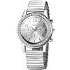 JewelryWe Orologio da Donna Cinturino Elastico: Quadrante Rotondo Quadrantini FInti con Zircone Lancette Luminose Impara Ora Orologio al Quarzo Regalo per Mamma Anziani