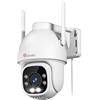 Ctronics 3G/4G LTE Telecamera con Sim Esterno, 360° PTZ IP Videocamera Sorveglianza, Visione Notturna a Colori 30M, Rilevamento Umano, Tracciamento Automatico, Audio Bidirezionale, IP66, Bianco