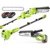 Supstable Motosega Telescopica a Batteria, Potatore Telescopico & 8 Pollici Mini Motosega 8000mAh, Sega ad Asta Brushless 21V, Velocità Catena 7 m/s, Auto-Lubrificante, Altezza di Lavoro 4,57m