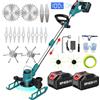 SUAIIOLK Decespugliatore a Batteria 21V, Tagliaerba a Batteria 5 in 1 Tagliabordi a Batteria con 2 Spazzola per Erbacce e 5 Tipi di Lame Decespugliatore Elettrico, Tagliabordi Elettrico, Girevole 90°, Blue