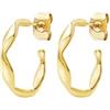 Breil, Collezione Alchemy, Orecchini Hoop in Acciaio Donna, Forma Esagonale, Pratica Chiusura a Farfalla, Misura 18mm