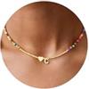 TINGN Collana di perle colorate per donne e ragazze, realizzata a mano, con ciondolo a forma di cuore, collana per bambini, regalo di compleanno per donne, adolescenti, ragazze, gioielli per bambini