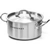 Forgast Pentola Professionale Acciaio Inox 4L Litri con Coperchio, Casseruola Bassa Pentola Induzione Gas Fornello Elettrico, Fondo Spesso Multistrato, Pentole da Ristorante, Argento