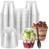 LATERN 50 Pezzi Bicchieri da Dessert in Plastica con Coperchi a Cupola, 270ml Rotonde Tazze da Dessert Coppa Trasparente per Antipasti Parfait Ciotola da Portata Riutilizzabile con Forchette