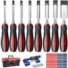 Generic Set di scalpelli per legno con lame in lega Cr-V trattate termicamente, con 8 scalpelli per legno, guida per levigatura, pietra per affilare, 10 matite da falegname