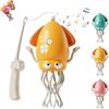 RuiDay Giocattolo a forma di polpo danzante, Polpo Danzante con LED e Musica,Evitamento Automatico degli Ostacoli e Strisciamento,Polpo Ballerino Elettrico per Bambini (Giallo (con canna da pesca))