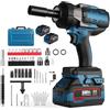 Tnamdan Avvitatore a impulsi 1500N 1/2'' Avvitatore impulsi 3 velocità regolabili Avvitatore a batteria 2 x 3000 mAh LED integrata Avvitatore ad impulsi Motore brushless Avvitatore impulsi