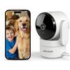 AMOROM Telecamera WiFi Interno con Rilevamento del Movimento Tramite IA, Pan/Tilt, Visione Notturna, Audio Bidirezionale, Compatibile con Alexa, 2.4Ghz Wifi, 1 Pack
