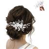 Nevoluxer Fermaglio per Capelli Sposa, Fermagli in Argento 925 con Fiori e Perle, Elegante Gioiello per Comunione, Matrimonio e Feste, Acconciatura Sposa (silver)