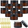 BUCOMTU 12 pezzi Vasetti Vetro Ambratom,30 ml Vasetti Creme Vetro, con Coperchio e Liner per Cosmetici, Creme, Lozioni e oli Essenziali