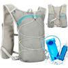 FINEVERNEK Zaino Idratazione Running per Uomo e Donna, Zaino da Corsa Riflettente Traspirante Regolabile con Vescica D'Acqua da 1,5L e una Borraccia Morbida 500ml per Trekking Escursionismo Maratona(Grigio)