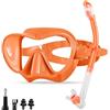 SilverChry Set da Snorkeling per Adulti, Immersioni per Snorkel Mask, Maschera Subacquea Adulti, Maschera Subacquea Professionale, Set Maschera e Tubo da Snorkeling, Diving Mask (Arancione)
