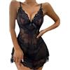 BKEPDY Pigiama Sexy da Donna Body Donna Pizzo Completi Intimi Sexy Donna Babydoll Donna Hot Curvy Lingerie Donna Reggicalze Donna Hot Vestaglia da Notte Camicia Body Donna(Nero/M)