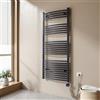 EMKE Scaldasalviette elettrico bagno,Curvo,140 x 60cm, 600W,Scaldasalviette con Termostato,Bianco,Radiatore da Bagno,Termoarredo Asciugamani da Bagno